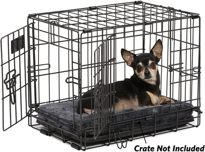 Cozy Gray Faux Fur Bolster Dog Bed - Ultra-Soft, Machine Washable, Perfect for XXS Dogs and Cats in 18-Inch Crates and Carriers