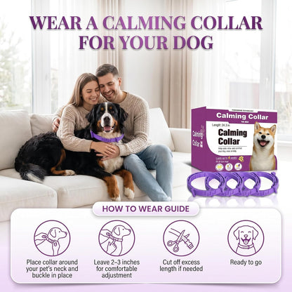 4 Pack Calming Collars for Dogs - Adjustable Silicone for 60 Days of Pheromone Anxiety Relief and Separation Support