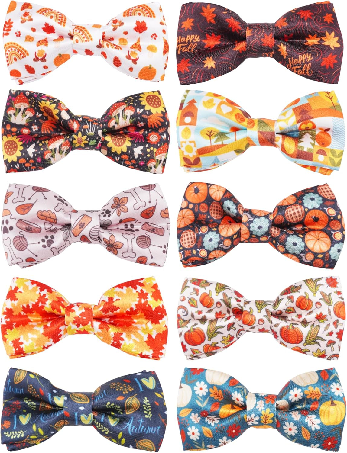10 Pack Plaid Small Dog Bow Ties Sliding Collar Attachments Puppy Cats Classic Bowties for Medium Dogs Rainbow Bowknots Christmas Party Holiday Pet Grooming Accessories(Small)