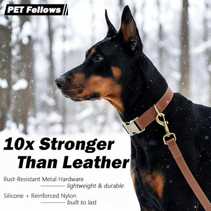 Dog Collars for Medium Dogs Silicone Leather Dog Collars Soft Flexible Waterproof Odor-Proof Durable Thick Classic Adjustable Pet Puppy Collar (Green, Medium (12.5-20" Neck))