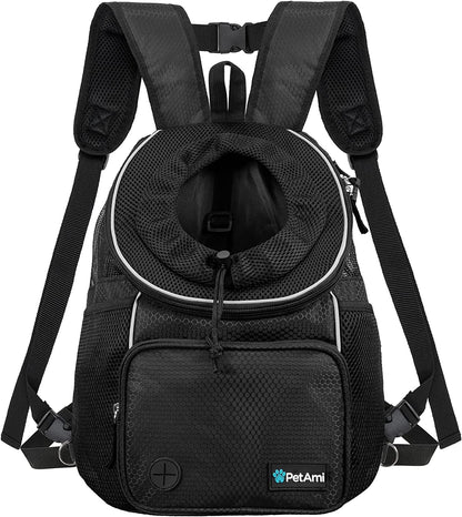 Adjustable Dog & Cat Chest Carrier Backpack, Ventilated for Hiking & Camping, Small to Large Pets up to 15 Lbs, Dark Gray