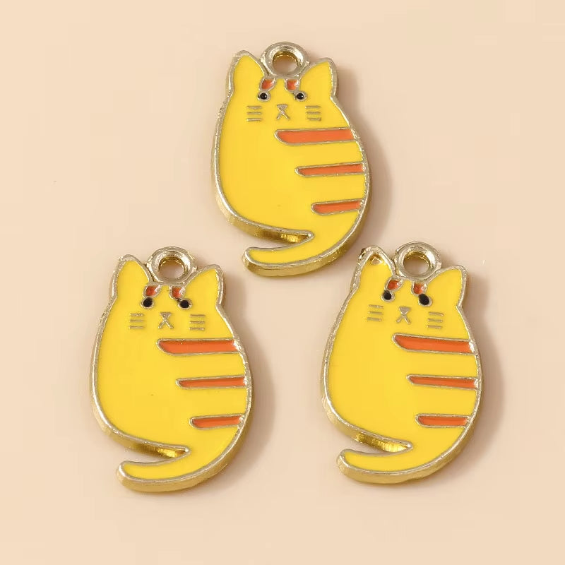 10Pcs Enamel Cute Cat Charm for Jewelry Making Kawaii Animal Pendant Necklace Bracelet Earring Accessories DIY Craft