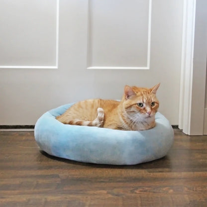 Bed for Dogs & Cats, Squish Cuddle Bed, Washable, Light Blue, 17"