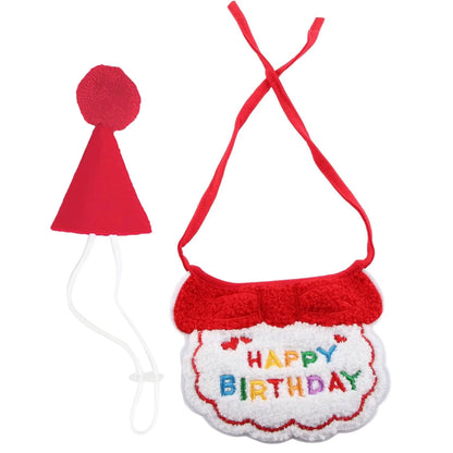 2Pcs Cat Dog Birthday Bandana Scarf and Party Hat Pet Birthday Bib and Hat Cat Birthday Outfit Pet Birthday Decorations Set