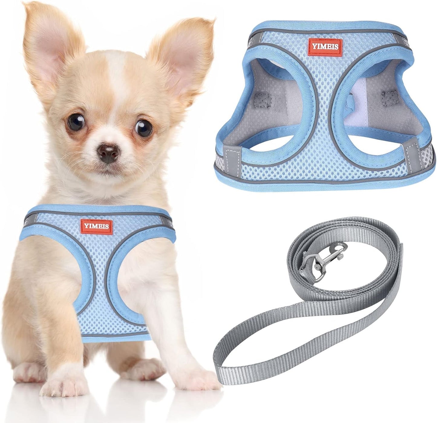 Dog Harness and Leash Set, No Pull Soft Mesh Pet Harness, Reflective Adjustable Puppy Vest for Small Medium Large Dogs, Cats (Pink, X-Small (Pack of 1)
