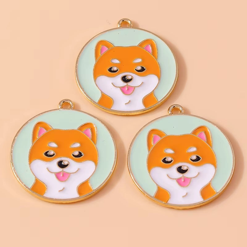 10Pcs Cute Enamel Animal Charms Husky Corgi Bulldog Puppy Dog Pendant for Bracelet Necklace Handmade Jewelry Findings