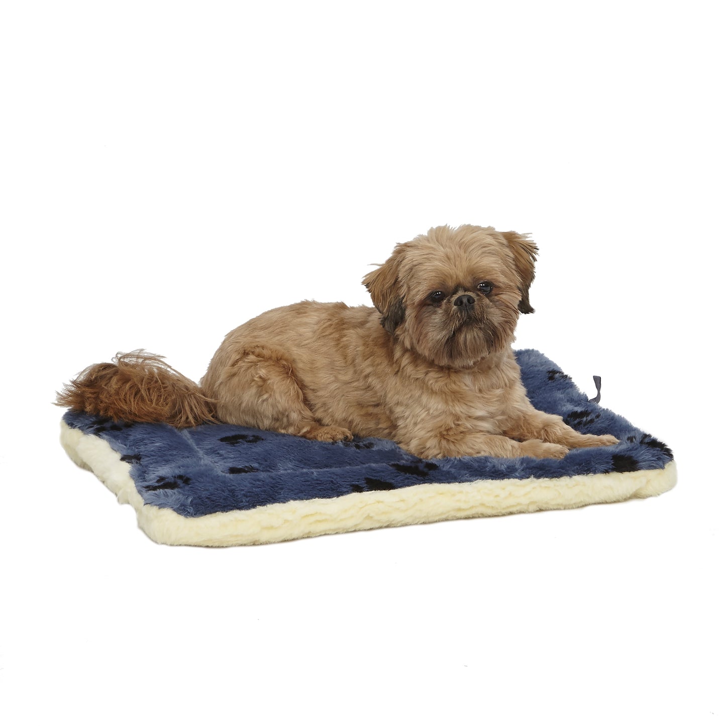 , Blue Paw Print Reversible Fleece Dog Bed Designed to Fit 22 Inch Crate