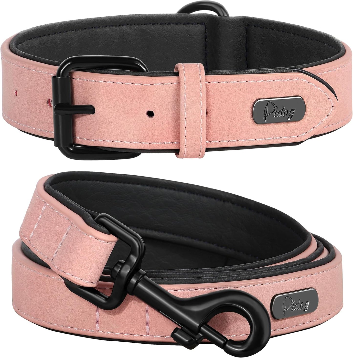 Soft Padded PU Leather Dog Collar, Breathable and Adjustable Dog Collars for Medium Dogs, Comfortable for Daily Walk, Purple, L Fit Neck 14-18"(22-44 Lbs)