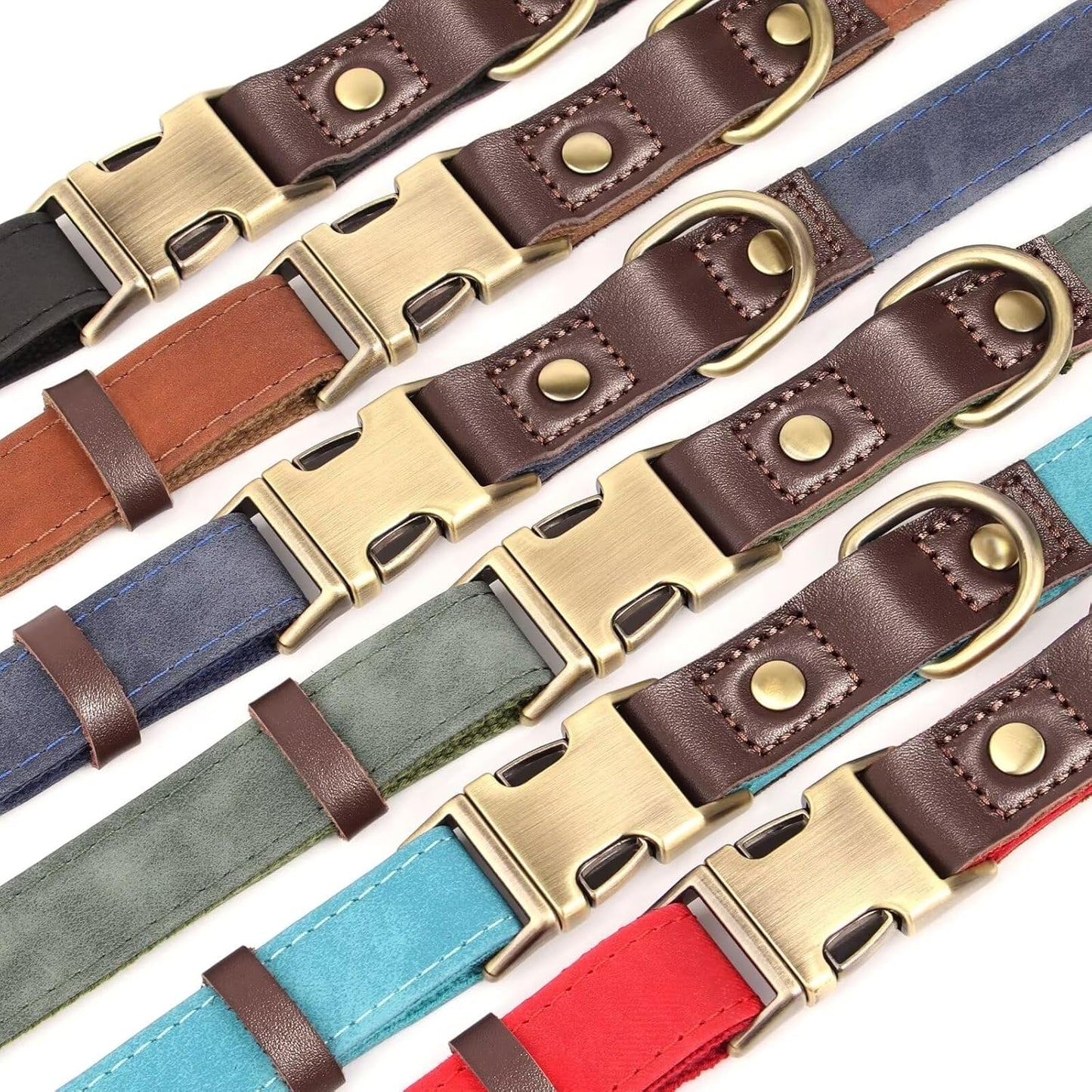 Soft PU Leather Dog Collars for Small Dogs,Classic Adjustable Dog Collars with Quick Release Metal Buckle,Easy Clean and Comfortable with Nylon Lining,Green,S Neck 11-15"