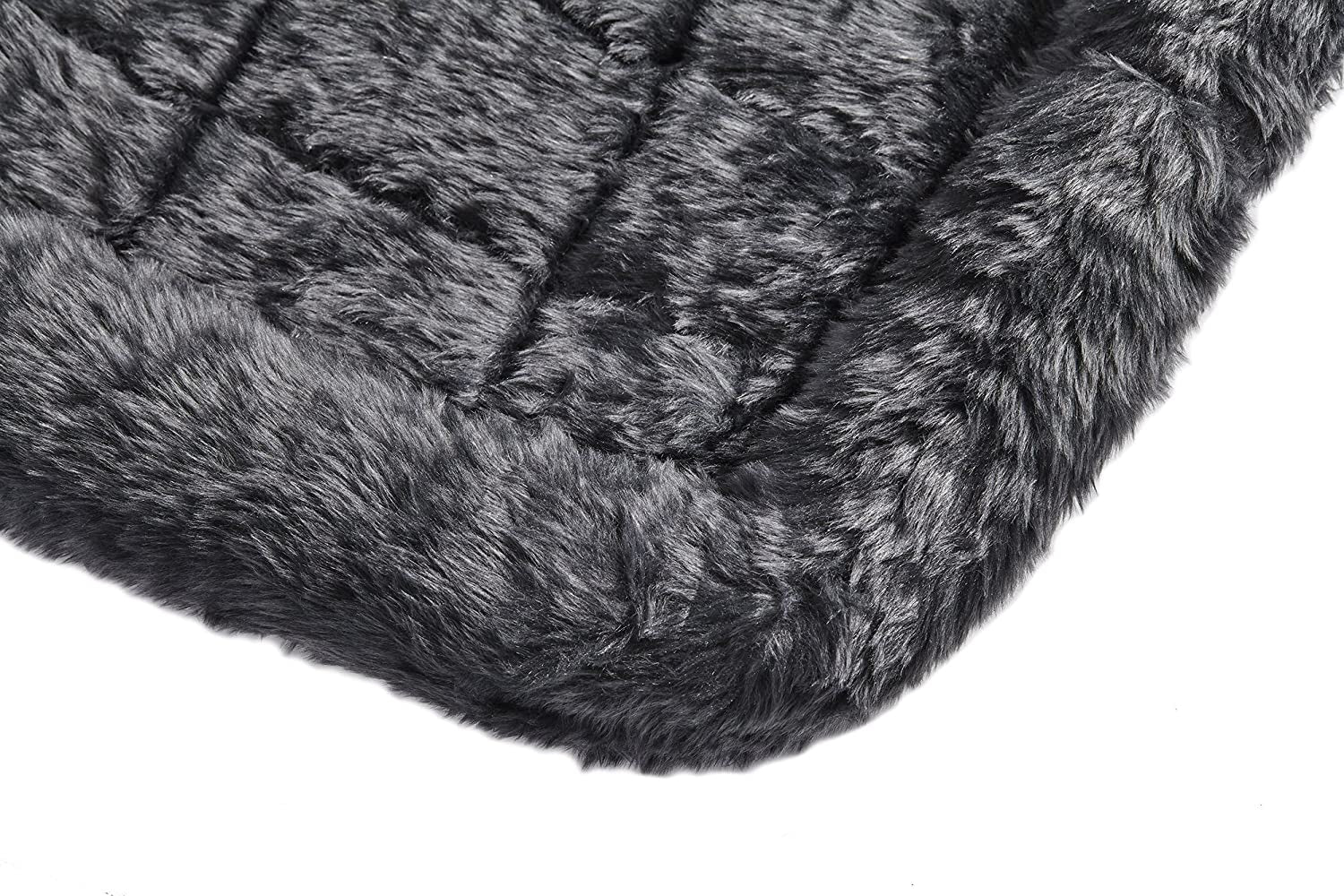 Cozy Gray Faux Fur Bolster Dog Bed - Ultra-Soft, Machine Washable, Perfect for XXS Dogs and Cats in 18-Inch Crates and Carriers