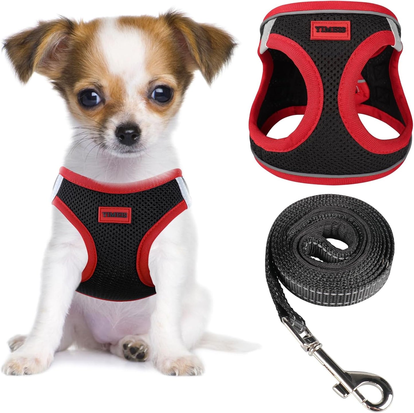 Dog Harness and Leash Set, No Pull Soft Mesh Pet Harness, Reflective Adjustable Puppy Vest for Small Medium Large Dogs, Cats (Pink, X-Small (Pack of 1)