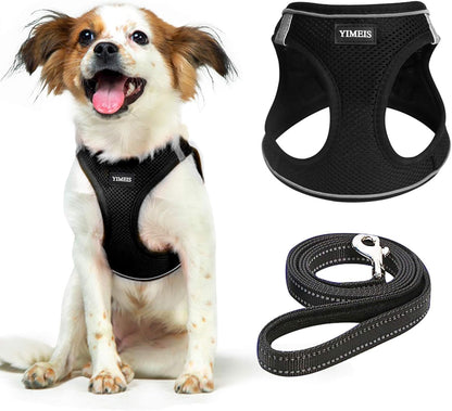 Dog Harness and Leash Set, No Pull Soft Mesh Pet Harness, Reflective Adjustable Puppy Vest for Small Medium Large Dogs, Cats (Pink, X-Small (Pack of 1)