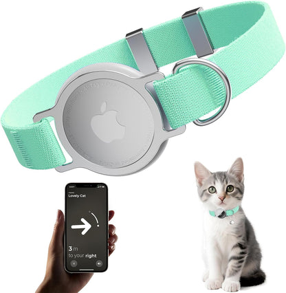 Airtag Cat Collar, Ultra Elastic Cat Tracker Collar, Airtag Holder Compatible with Apple Air Tag, [Lightweight & Scratch Resistant] Adjustable Stepless GPS Pet Collar for Cats Kittens, Orange
