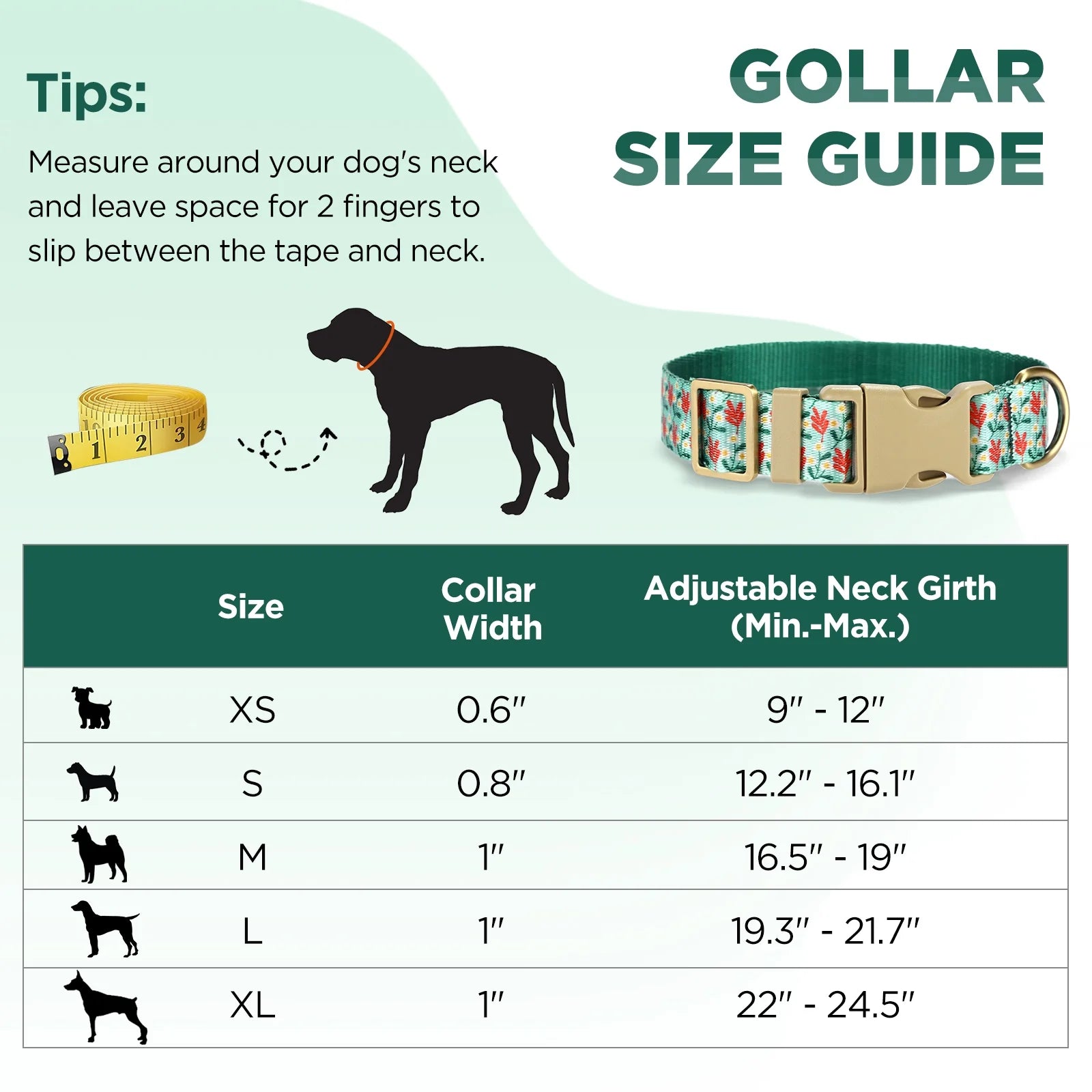 Cute Dog Collar, Cyan Flower Pattern, Soft Nylon Pet Collars for Small Medium Large Dogs, L