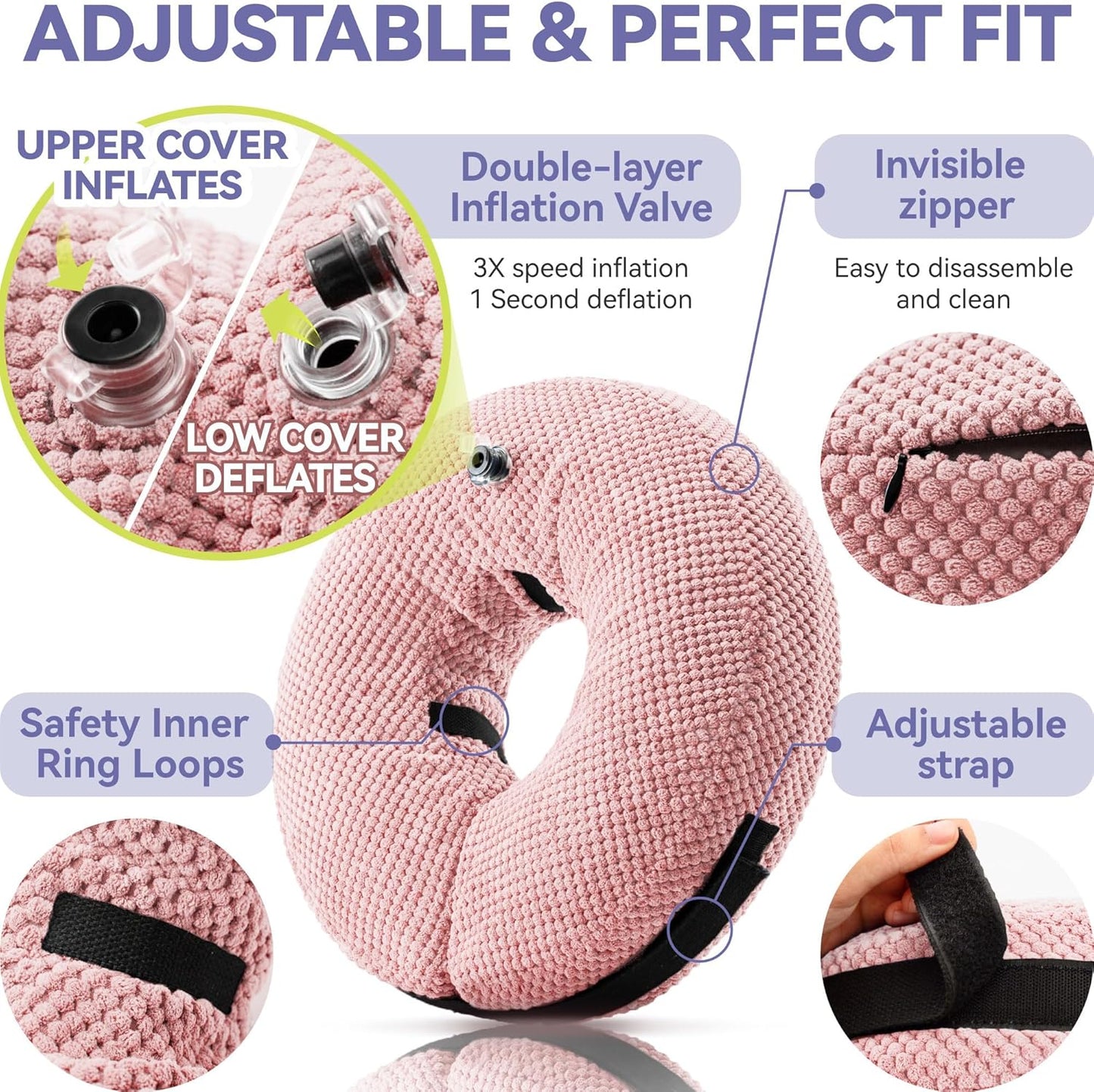 Soft Inflatable Dog Cone for Large Medium Small Dogs Cats - Neck Donut, E Collar Alternatives for Recovery
