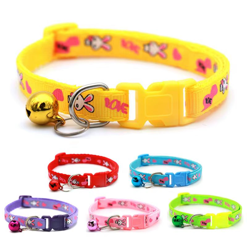 Pet Cat Dog Collar Easter Bunny Rabbit Cat Collar Buckle Necklace with Bell Collar for Cat Dog Pet Supplies Cat Accessories