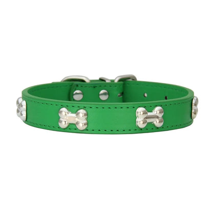 New Bone Leather Durable Pet Dog Collars Puppy Pug Collars for Small Large Dog Puppy Neck Collar GXQ13