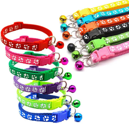 Hot Pet Cat Bell Collar Dog Print Cat Collar Multi-Color Optional Necklace Ring Cat Rope Collar Pet Supplies
