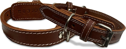 Leather Dog Collar with Reinforced Hardware, Heavy Duty Dog Collars for All Breeds, Made of Top Grain Genuine Leather That Is Soft & Durable (Brown, LG)