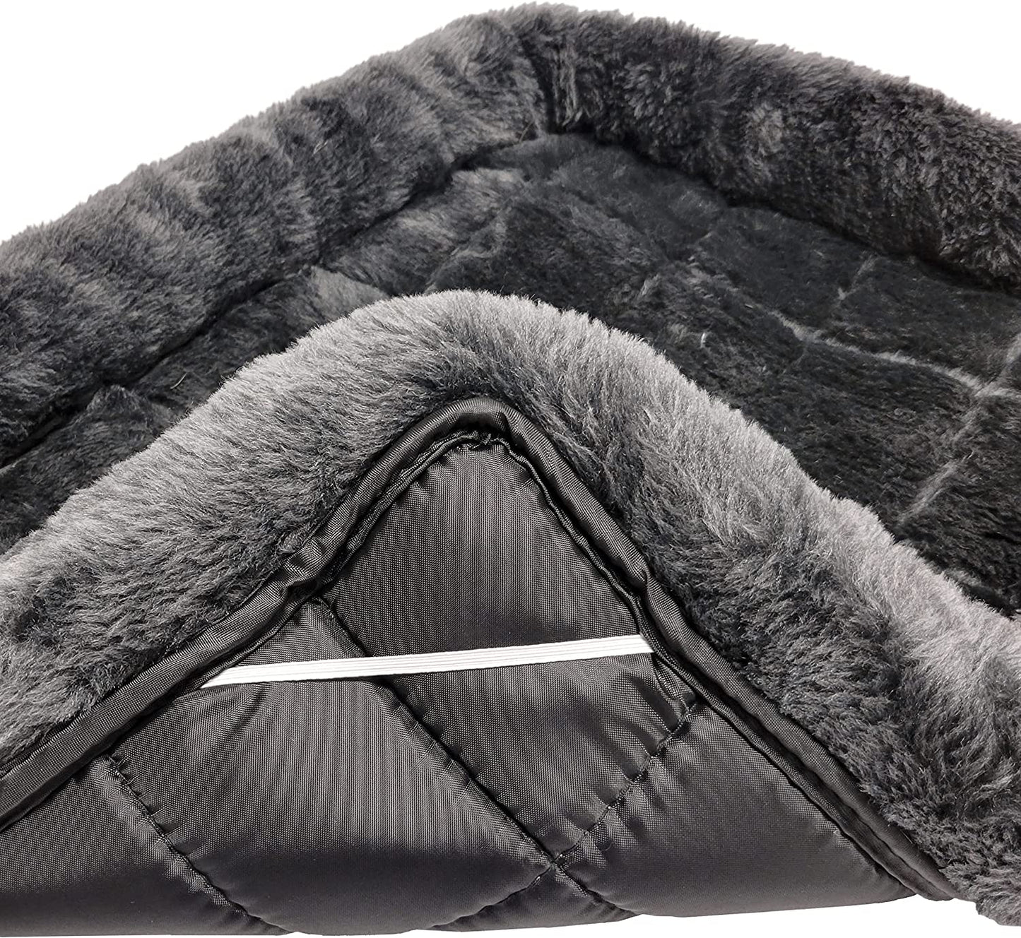 Cozy Gray Faux Fur Bolster Dog Bed - Ultra-Soft, Machine Washable, Perfect for XXS Dogs and Cats in 18-Inch Crates and Carriers