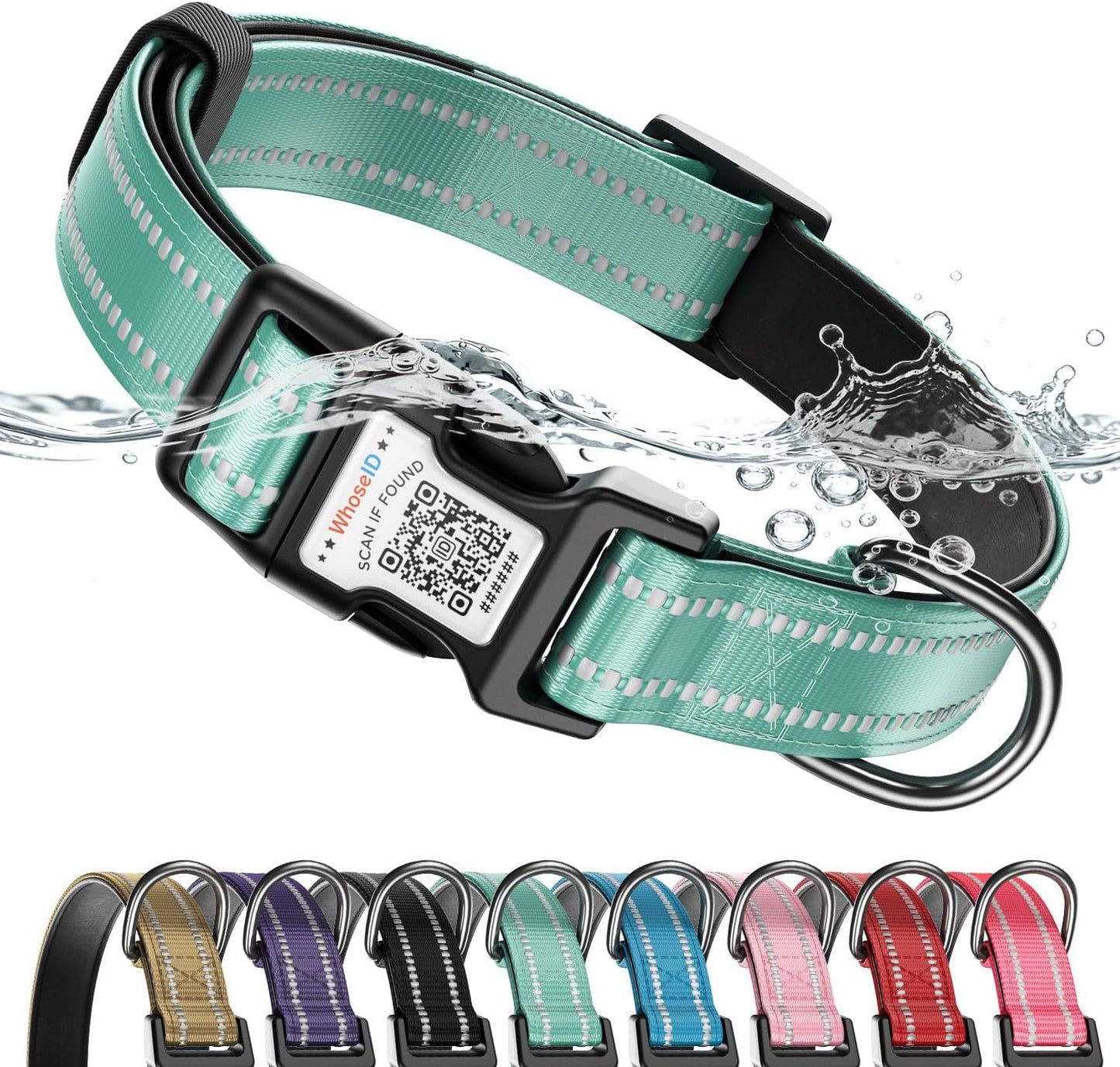 Cute Adjustable Dog Collar with QR Code Buckle - Metal Clip & Cotton Webbing Comfort Fit for Mediun Pets