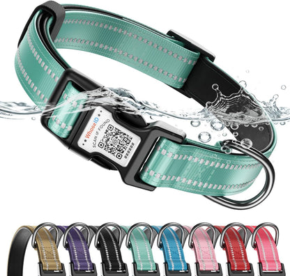 Cute Adjustable Dog Collar with QR Code Buckle - Metal Clip & Cotton Webbing Comfort Fit for Mediun Pets