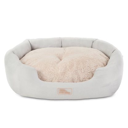 EVERYDAY Cuddletown Faux Linen Comfy Cozy Cuddler Pet Bed, Supportive & Calming Egg Crate Foam, Water Repellent, Non-Slip Bottom, Machine Washable Cover, Grey, Medium 28"X26"X8"