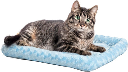Cozy Gray Faux Fur Bolster Dog Bed - Ultra-Soft, Machine Washable, Perfect for XXS Dogs and Cats in 18-Inch Crates and Carriers