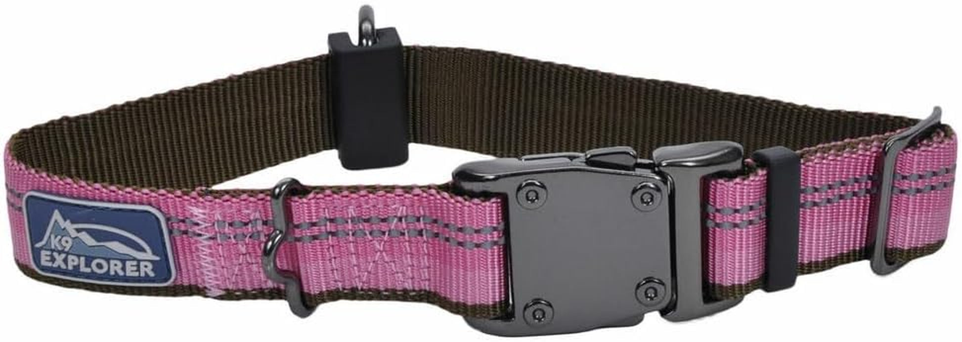Pet K9 Explorer Reflective Adjustable Dog Collar - Comfortable Collar for the Outdoors - Durable, Lightweight Accessory with Side-Release Buckle - Berry, 5/8" X 8-12"