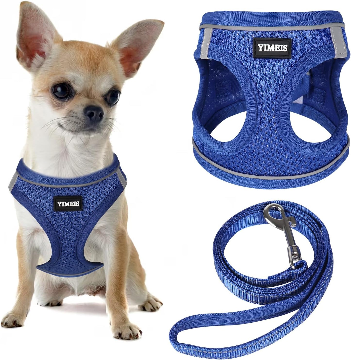 Dog Harness and Leash Set, No Pull Soft Mesh Pet Harness, Reflective Adjustable Puppy Vest for Small Medium Large Dogs, Cats (Pink, X-Small (Pack of 1)