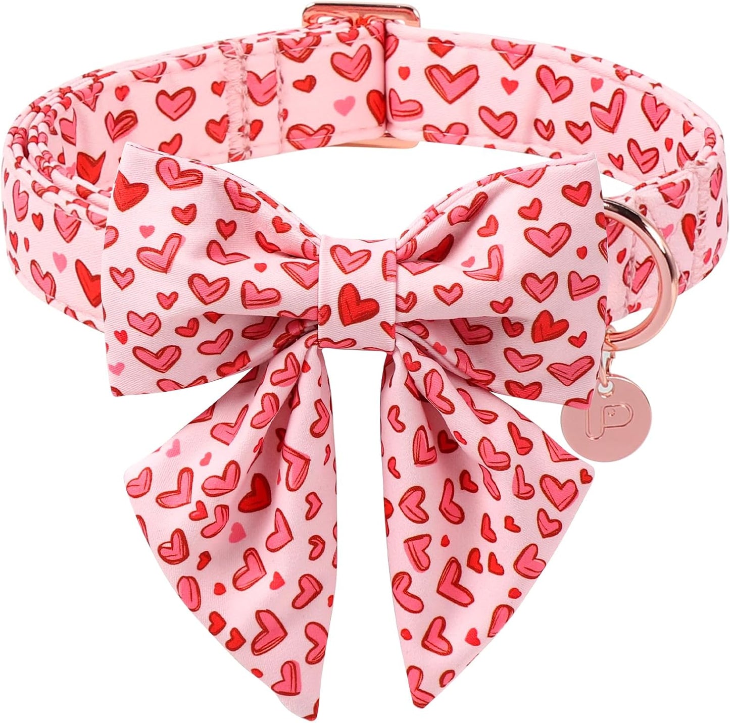 Patriotic Dog Collar with Bow Tie - 4th of July Comfortable Cotton American Flag Design for Large Dogs, Stylish Metal Buckle