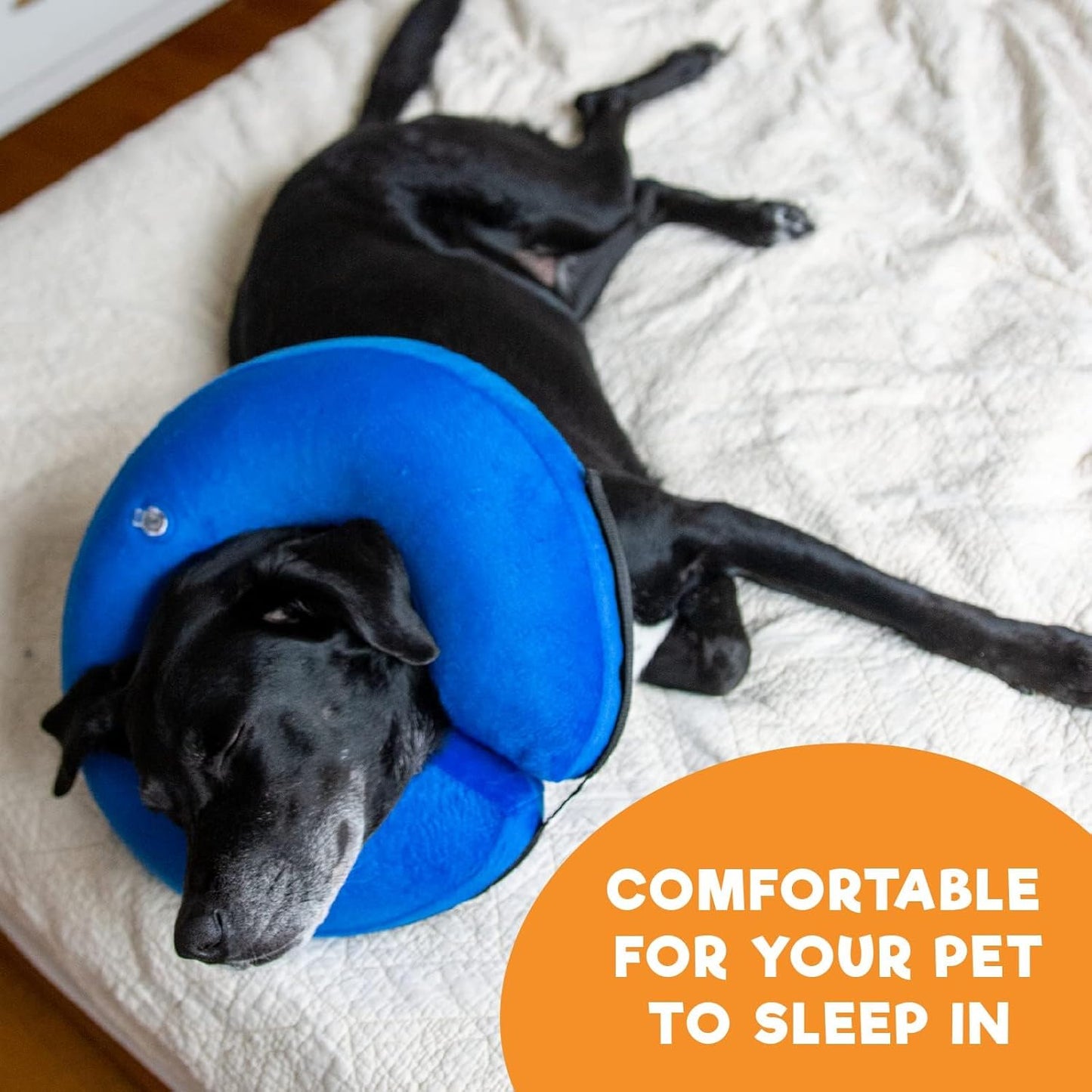 Inflatable Dog Cone Collar Alternative, Soft Dog Cone for Small Medium Large Dogs and Cats, Neck Recovery Ecollar Donut Collar after Surgery (Large, Blue)