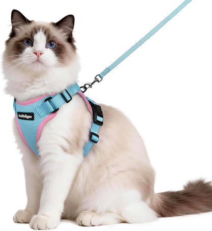 Cat Harness and Leash for Walking, Escape Proof Soft Adjustable Vest Harnesses for Cats, Easy Control Breathable Reflective Strips Jacket, Black, XS