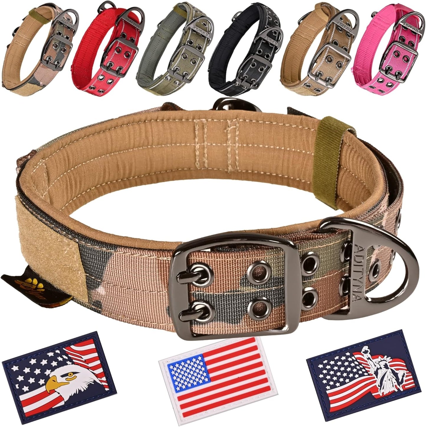 Heavy Duty Dog Collar for Large Dogs - Reflective Collar with Handle for Training, and Walking - Wide, Thick, Tactical, Soft Neoprene Padded