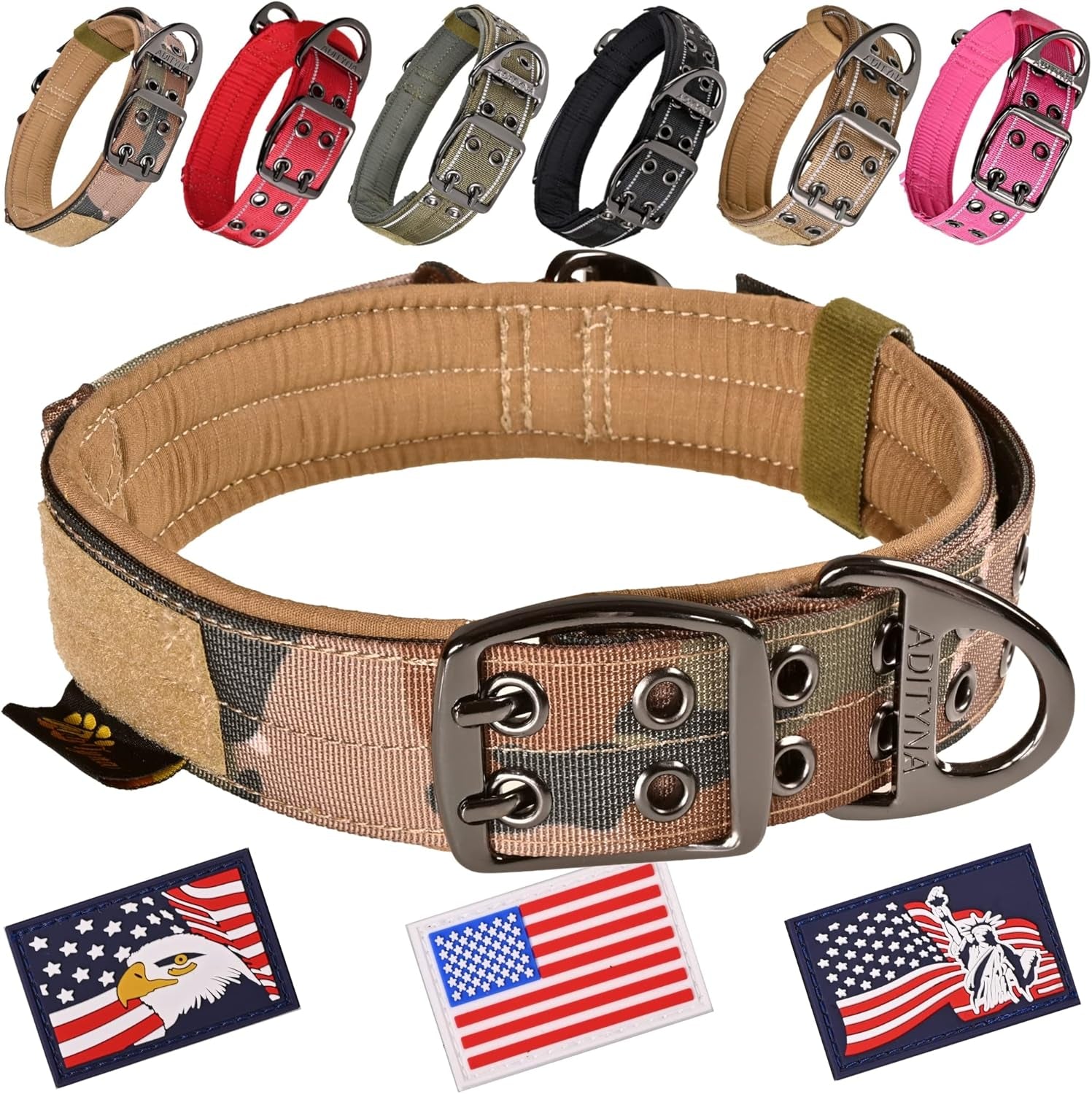 Heavy Duty Dog Collar for Large Dogs - Reflective Collar with Handle for Training, and Walking - Wide, Thick, Tactical, Soft Neoprene Padded