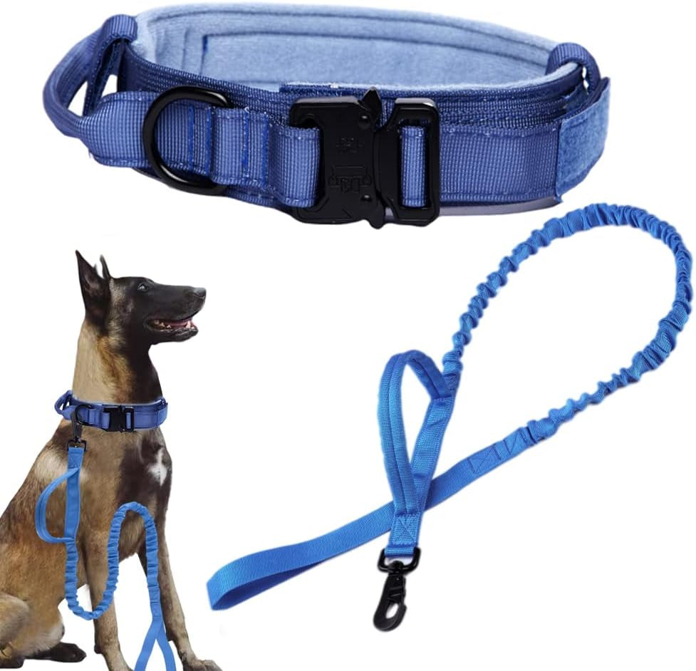Tactical Dog Collar Adjustable Military Nylon Dog Collar with Control Handle and Heavy Duty Metal Buckle for Medium and Large Dogs (Brown,M)