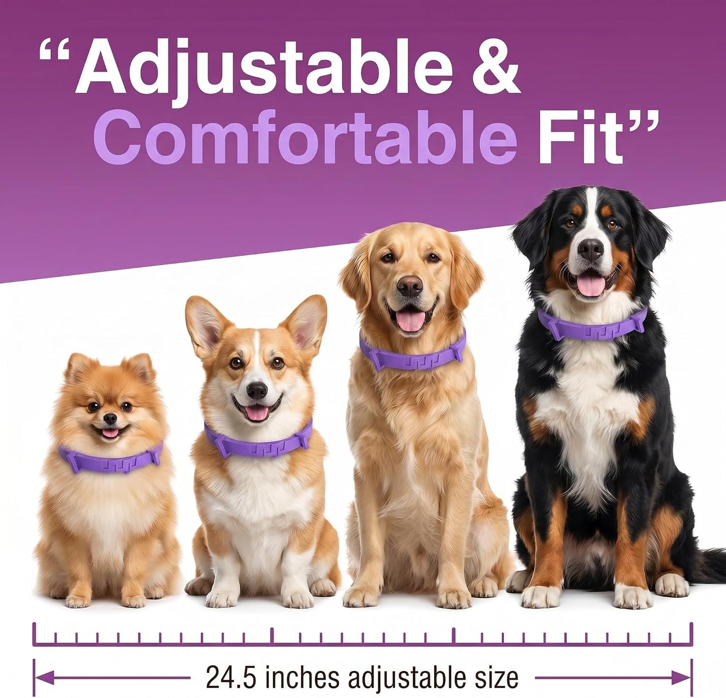 4 Pack Calming Collars for Dogs - Adjustable Silicone for 60 Days of Pheromone Anxiety Relief and Separation Support