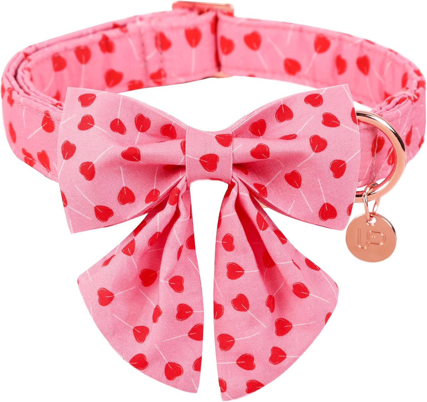 Patriotic Dog Collar with Bow Tie - 4th of July Comfortable Cotton American Flag Design for Large Dogs, Stylish Metal Buckle
