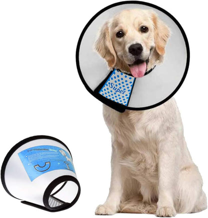 Dog Cone Collar Adjustable after Surgery, Comfortable Pet Recovery Collar & Cone for Large Medium Small Dogs, Elizabethan Dog Neck Collar Plastic Practical （L）