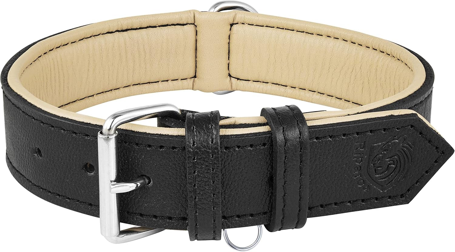 Riparo Large Dog Collar, Red Dog Collar for Large Breeds, Dog Collar Boy with Dog Tag Holder (L: 1.5" Wide for 17"-21" Neck, Red)