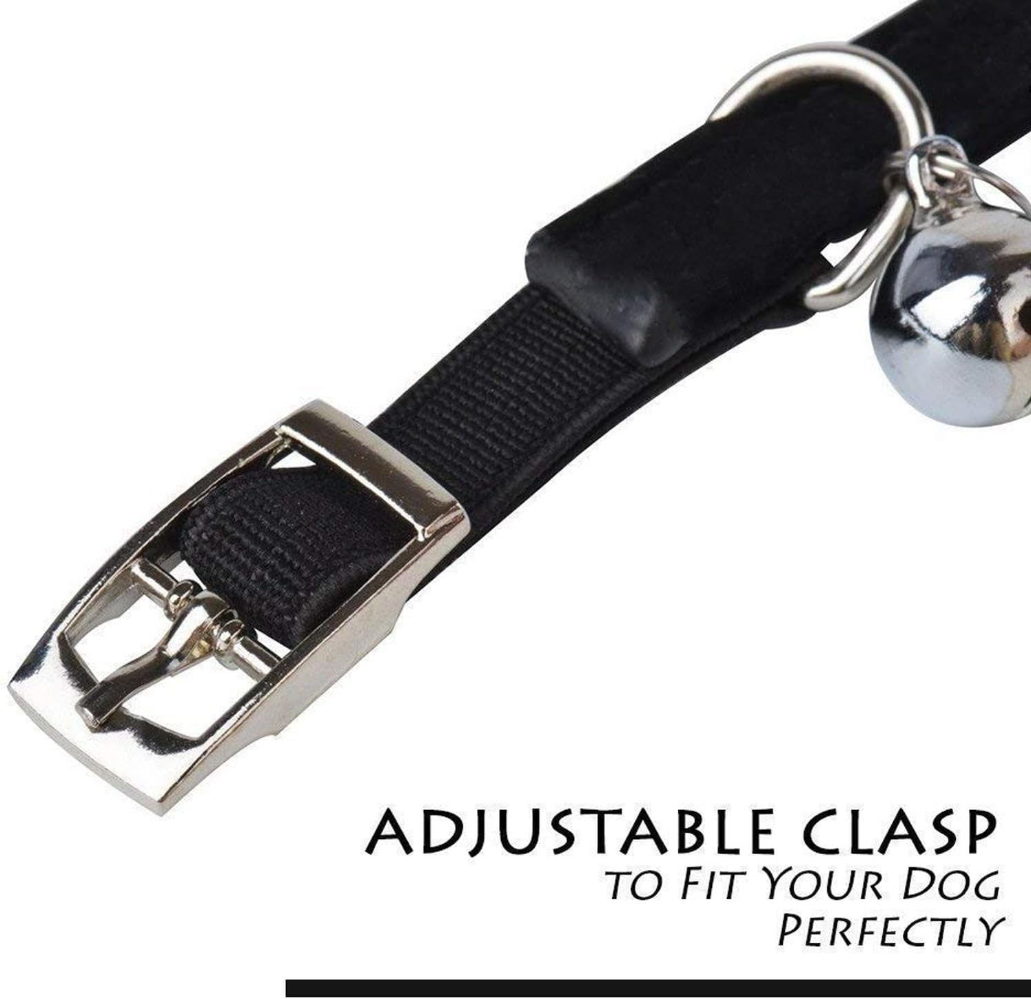 Soft Velvet Safe Cat Adjustable Collar Bling Diamante with Bells,11 Inch for Small Dogs and Cats (Black)