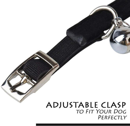 Soft Velvet Safe Cat Adjustable Collar Bling Diamante with Bells,11 Inch for Small Dogs and Cats (Black)