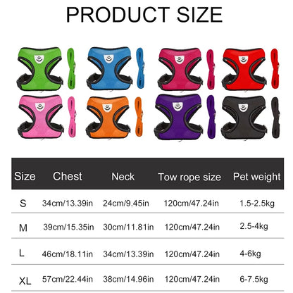 Adjustable Mesh Cute Small Cat Leash Breathable Summer Vest Cat Harness Leash Set Reflective for Small Dog Harness Leash