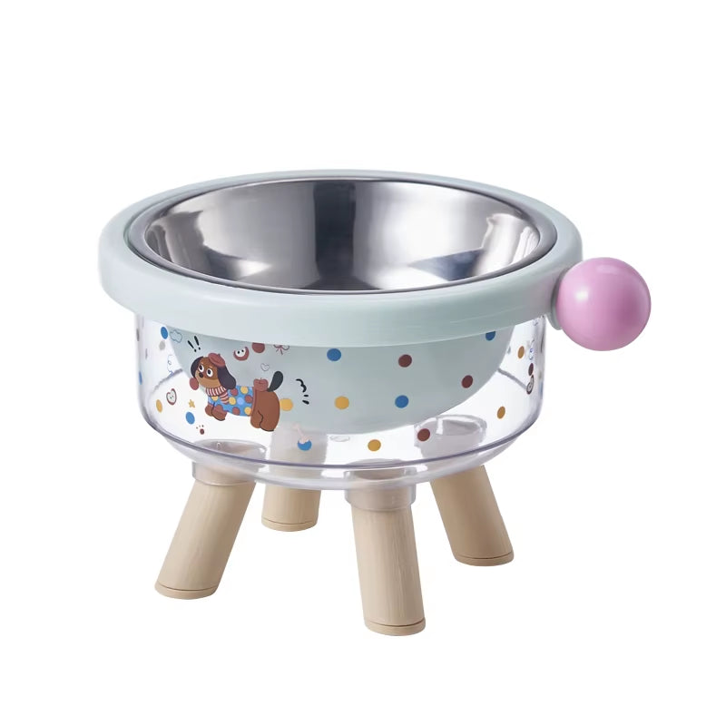 Cute Pet Stainless Steel High-Legged Cat Food Bowl, Dachshund Pattern Design, Detachable, Easy to Clean, Dual-Use Pet Bowl
