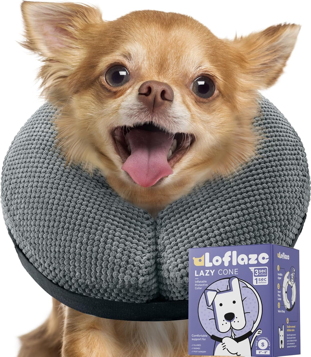 Soft Inflatable Dog Cone for Large Medium Small Dogs Cats - Neck Donut, E Collar Alternatives for Recovery