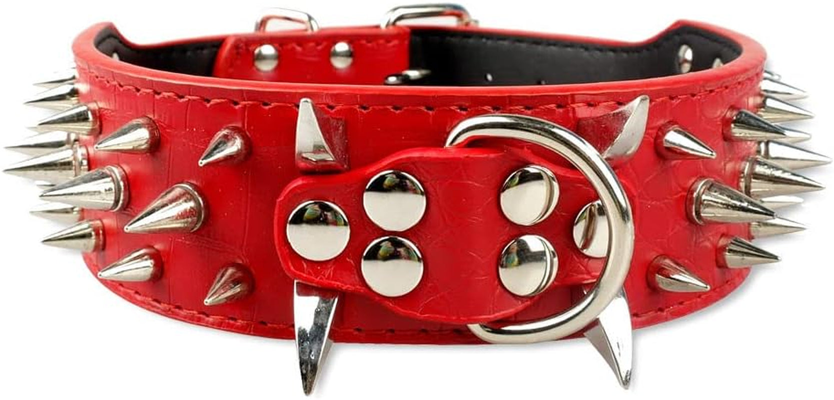 Spiked Studded Dog Collar, PU Leather Dog Collar, Adjustable Pet Collars for Medium or Large Breed Pet (L, Gold Brown2)