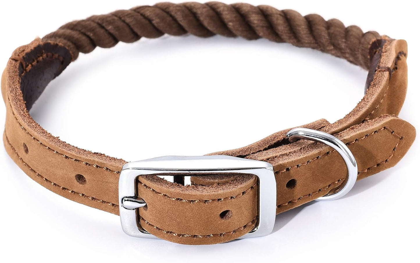 | Genuine Leather Dog Collar | Heavy Duty Canvas Dog Collars with Adjustable Rust-Proof Metal Pin Buckle | Boy Dog Collars for Medium Dogs(Pin Buckle-Turquoise Green)