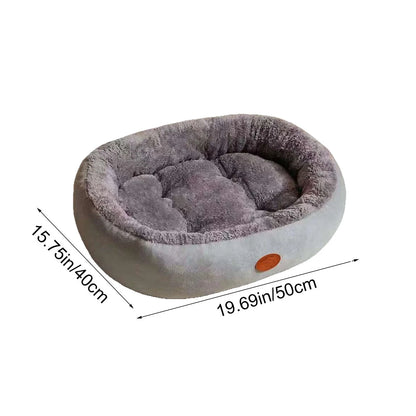 Oval Pet Bed Orthopedic Bed Fleece Warmth Pet Pad for Cat & Small Dog