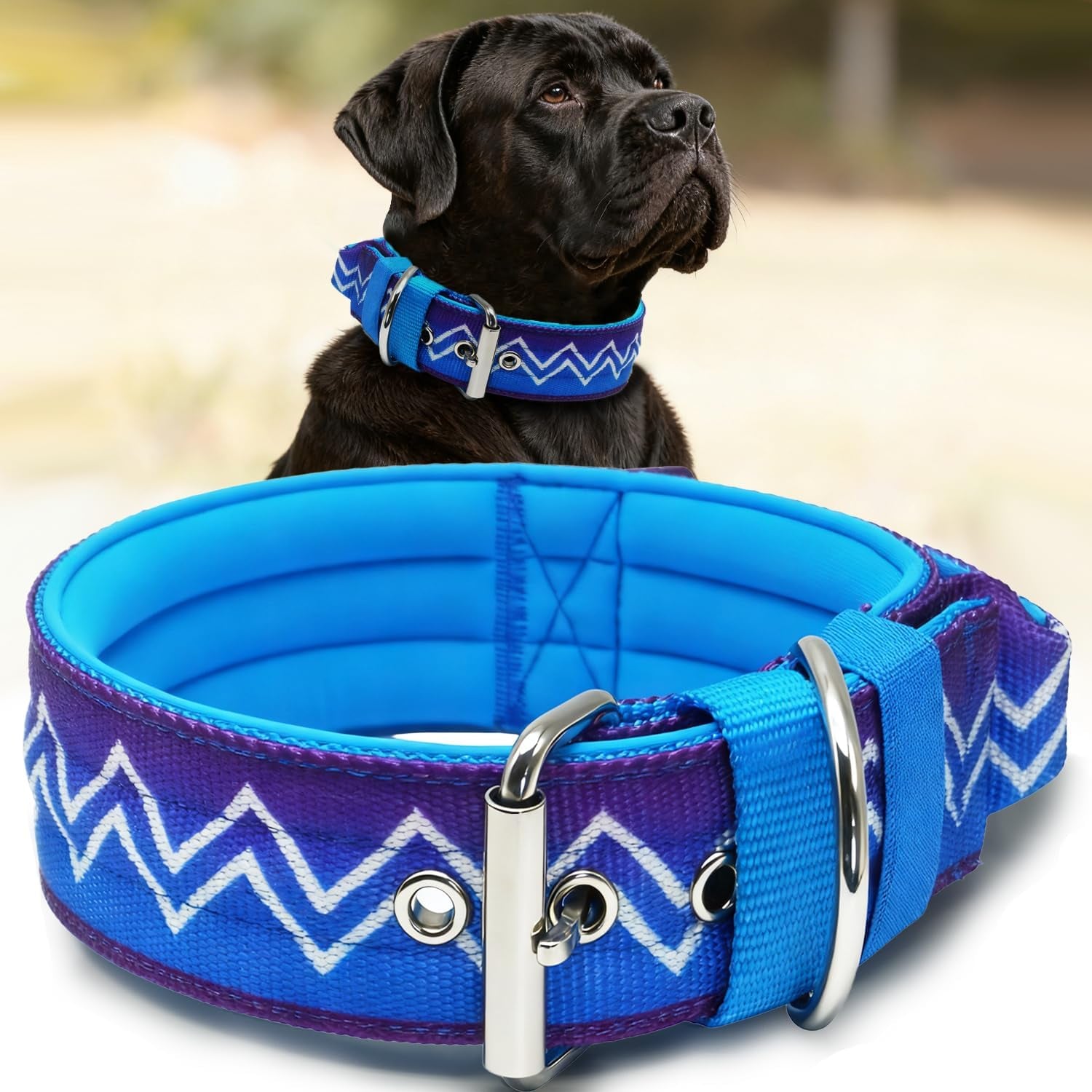 Neckshield Control Dog Collar for Large Dogs-2 Inches Wide with Pressure-Relief Padding, Professional Protection for Large & Giant Breeds, Jungle Night L