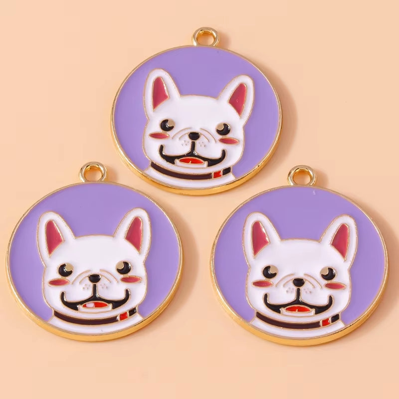 10Pcs Cute Enamel Animal Charms Husky Corgi Bulldog Puppy Dog Pendant for Bracelet Necklace Handmade Jewelry Findings
